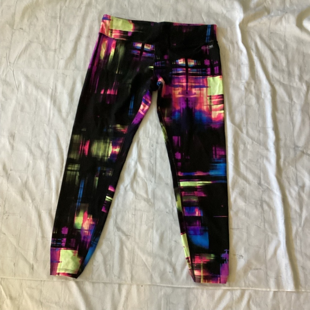 CALVIN KLEIN Active Leggings with Neon Abstract Print